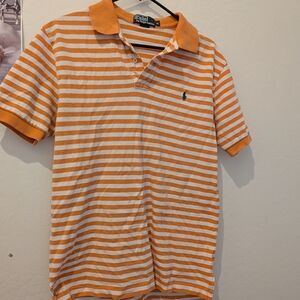 Polo Ralph Lauren Striped Polo Shirt – Orange & White